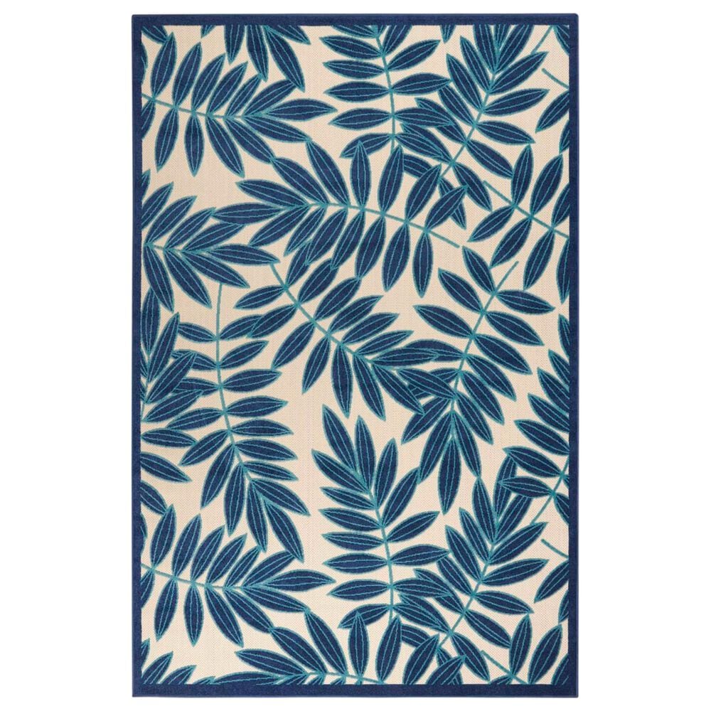 Nourison Aloha Floral 7"10" x 10"6" Navy Indoor/Outdoor Area Rug, , large