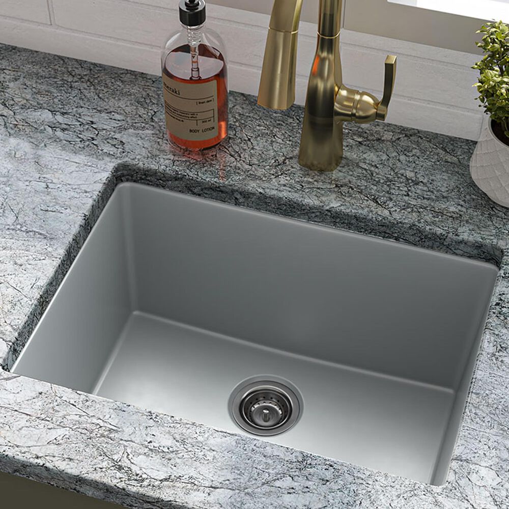 MS International 21.75" Undermount Single Bowl Kitchen Sink in Matte Gray, , large