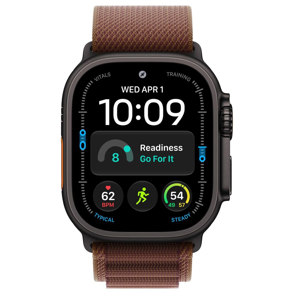Apple Watch Ultra 4 (GPS + Cellular) 49mm Black Titanium Case with Burgundy Alpine Loop - S and 2-Year AppleCare+, , large