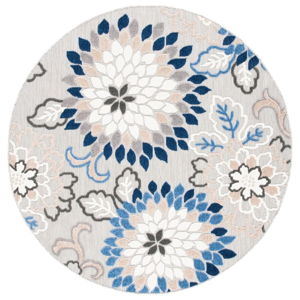 Safavieh Cabana 6&#39;7&quot; Round Grey and Blue Area Performance Rug, , large
