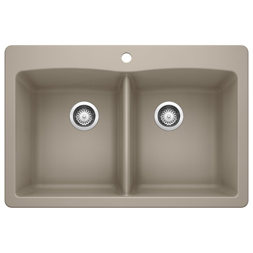 Blanco Diamond 33" Equal Double Dual Mount Kitchen Sink in Truffle, , large