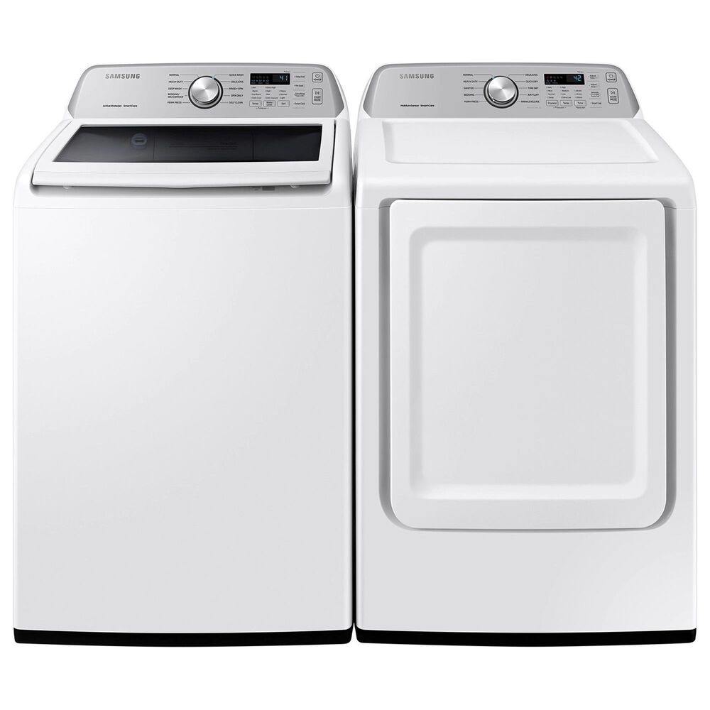 Samsung 4.5 Cu. Ft. Top Load Washer and 7.4 Cu. Ft. Electric Dryer Laundry Pair Sensor Dry and Smart Care in White, , large