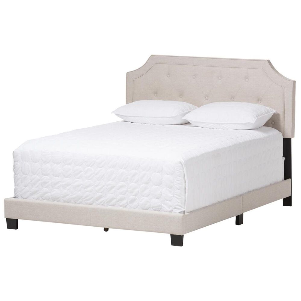 Baxton Studio Willis Upholstered Full Bed in Light Beige, , large