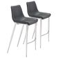 Zuo Modern Magnus Bar Chair in Black and Silver (Set of 2), , large