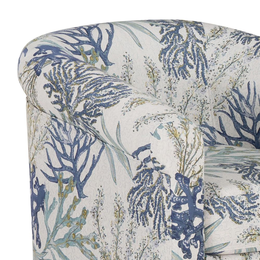 Linon Home Decor Bonnie Swivel Club Chair in Ocean Blue and White, , large