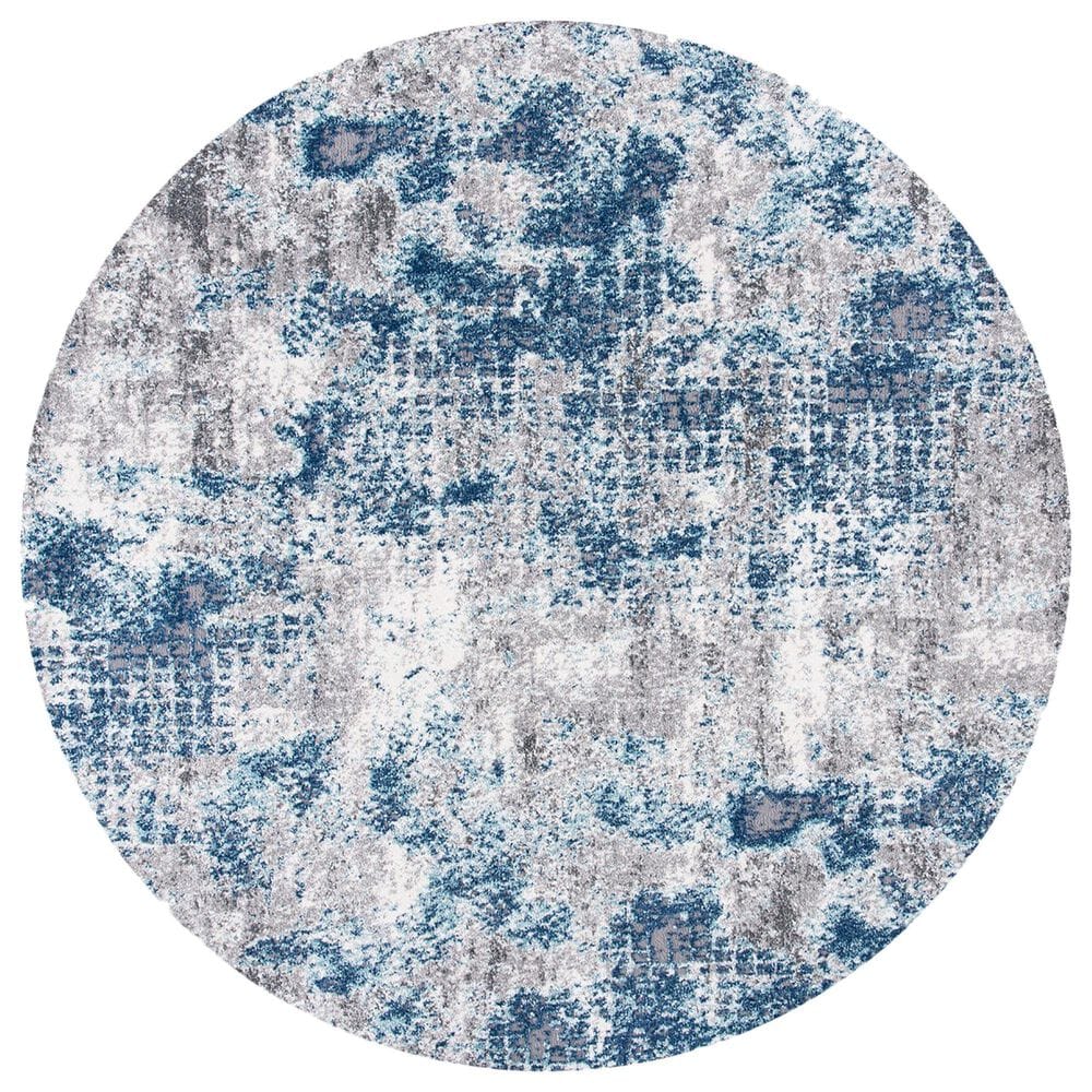 Safavieh Aston 3" Round Navy and Gray Area Rug, , large