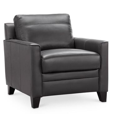 Italiano Furniture Fletcher Leather Chair in Charcoal Gray, , large