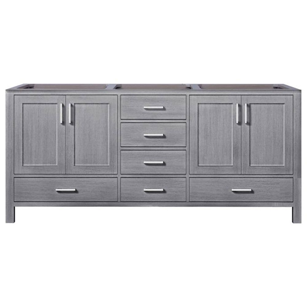 Lexora Home Jacques 72&quot; Double Bathroom Vanity in Distressed Grey with 2 cm White Cultured Marble Top and Rectangular Sinks, , large
