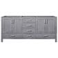 Lexora Home Jacques 72" Double Bathroom Vanity in Distressed Grey with 2 cm White Cultured Marble Top and Rectangular Sinks, , large