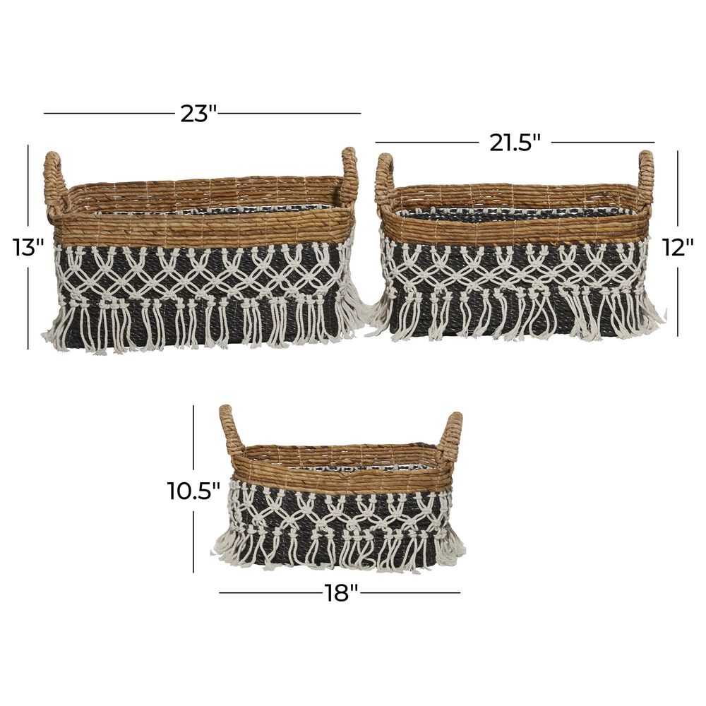 Maple and Jade Bohemian Banana Leaf Storage Basket in Ebony Black and Tawny Brown &#40;Set of 3&#41;, , large