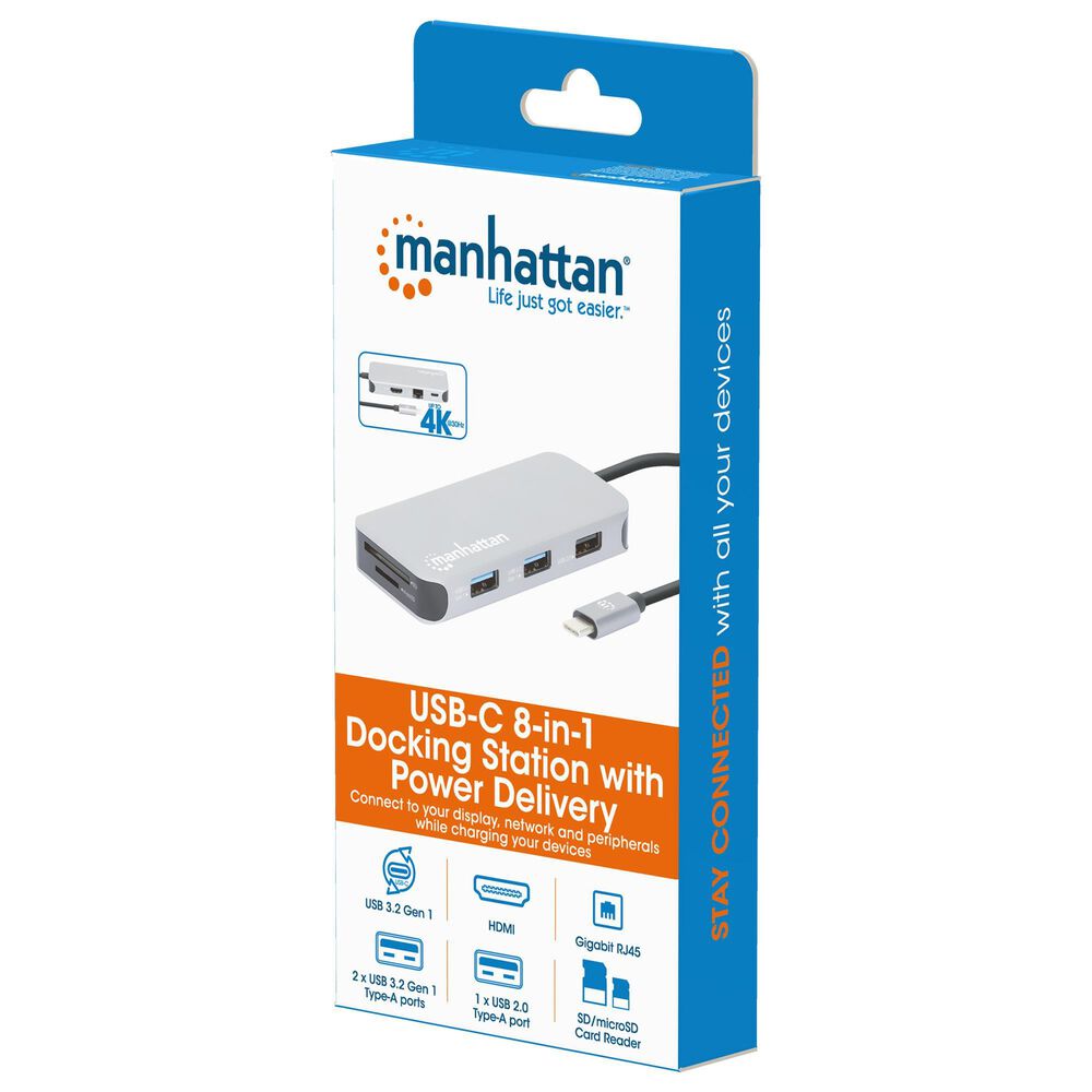 Manhattan USB-C 8-In-1 Docking Station with Power Delivery, , large
