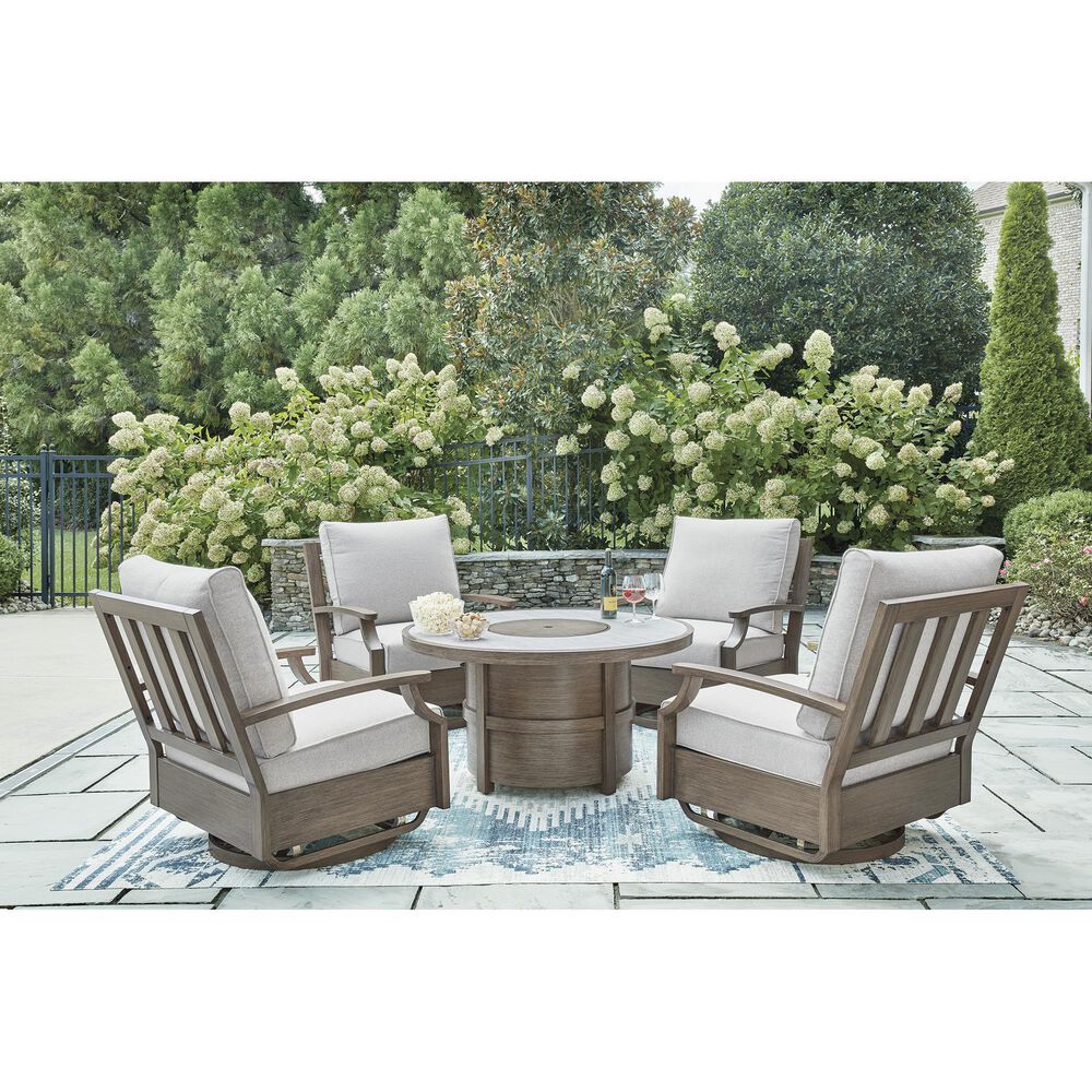Ashley Rainier Ranch Round Fire Pit Table in Beige, , large