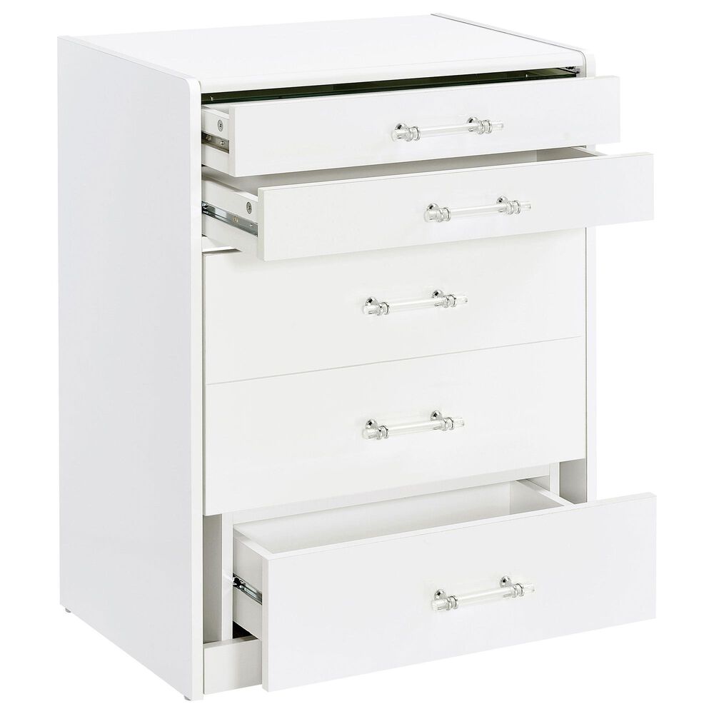 Pacific Landing Danbury 3-Drawer Makeup Vanity Set in White High Gloss, , large