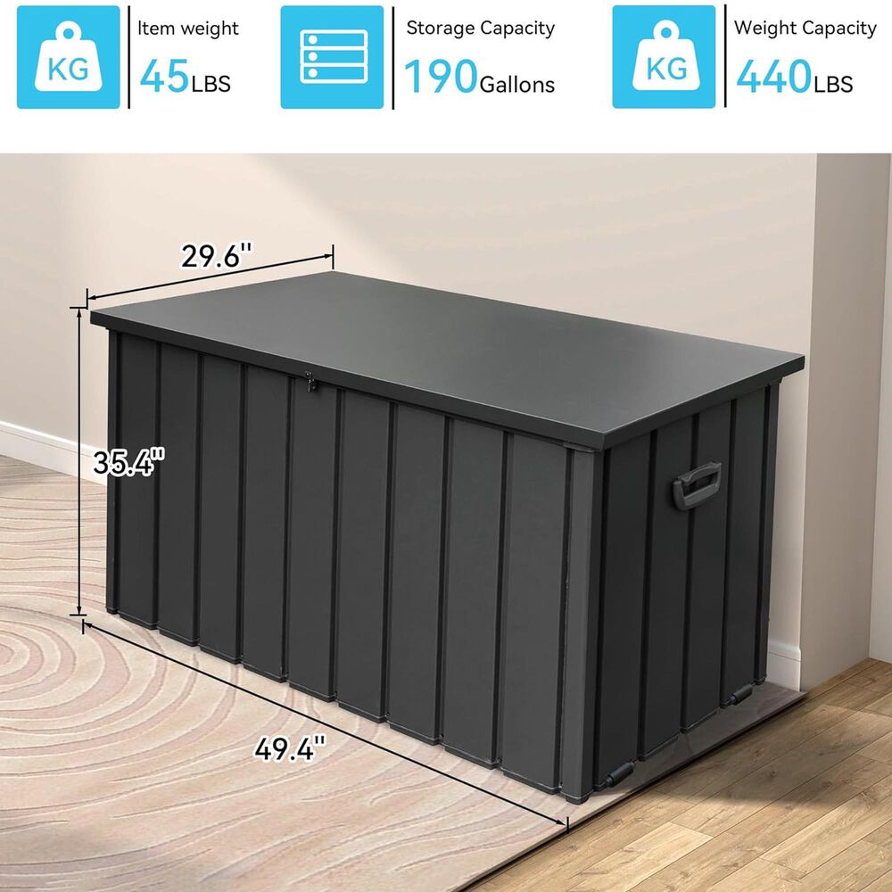HOMLUX 190-Gallon Outdoor Storage Deck Box in Grey, , large