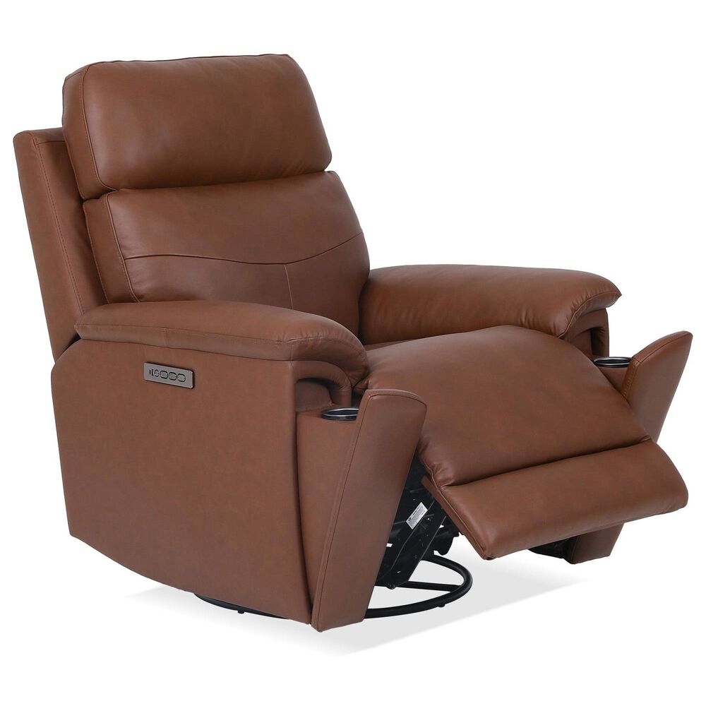 Flexsteel Refined Power Swivel Gliding Recliner with Power Headrest and Lumbar in Hickory, , large