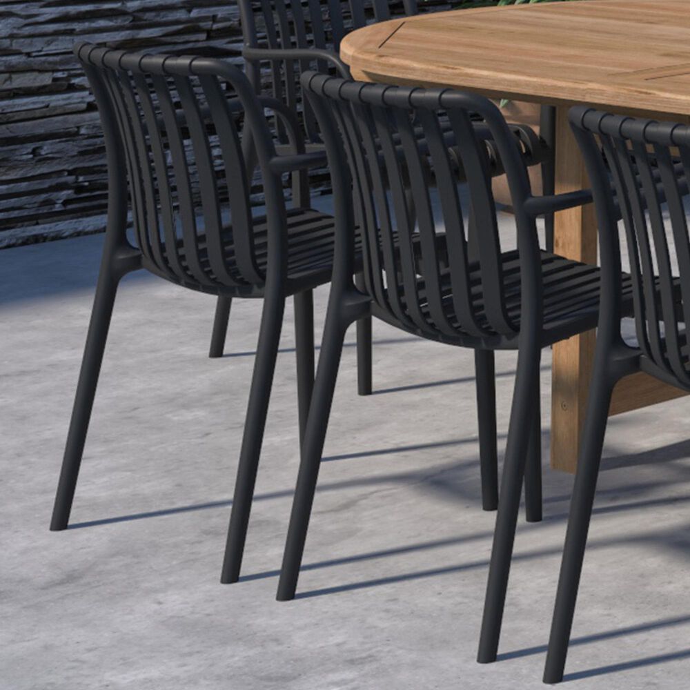 International Home Miami Curazao Outdoor Stackable Dining Chair in Black (Set of 4), , large