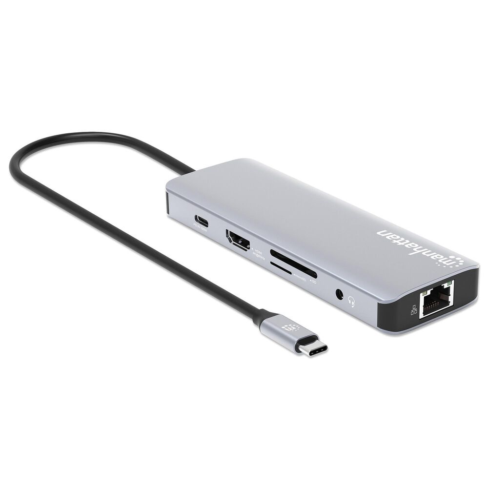 Manhattan USB-C PD 9-In-1 HDMI 4K Docking Station/Multiport Hub in Space Gray, , large