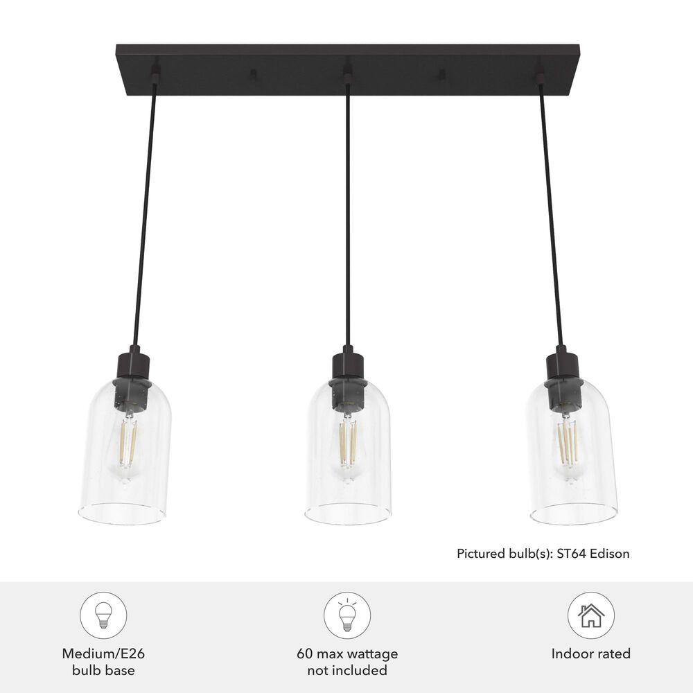 Hunter Lochmeade 3-Light Linear Pendant Cluster in Noble Bronze, , large