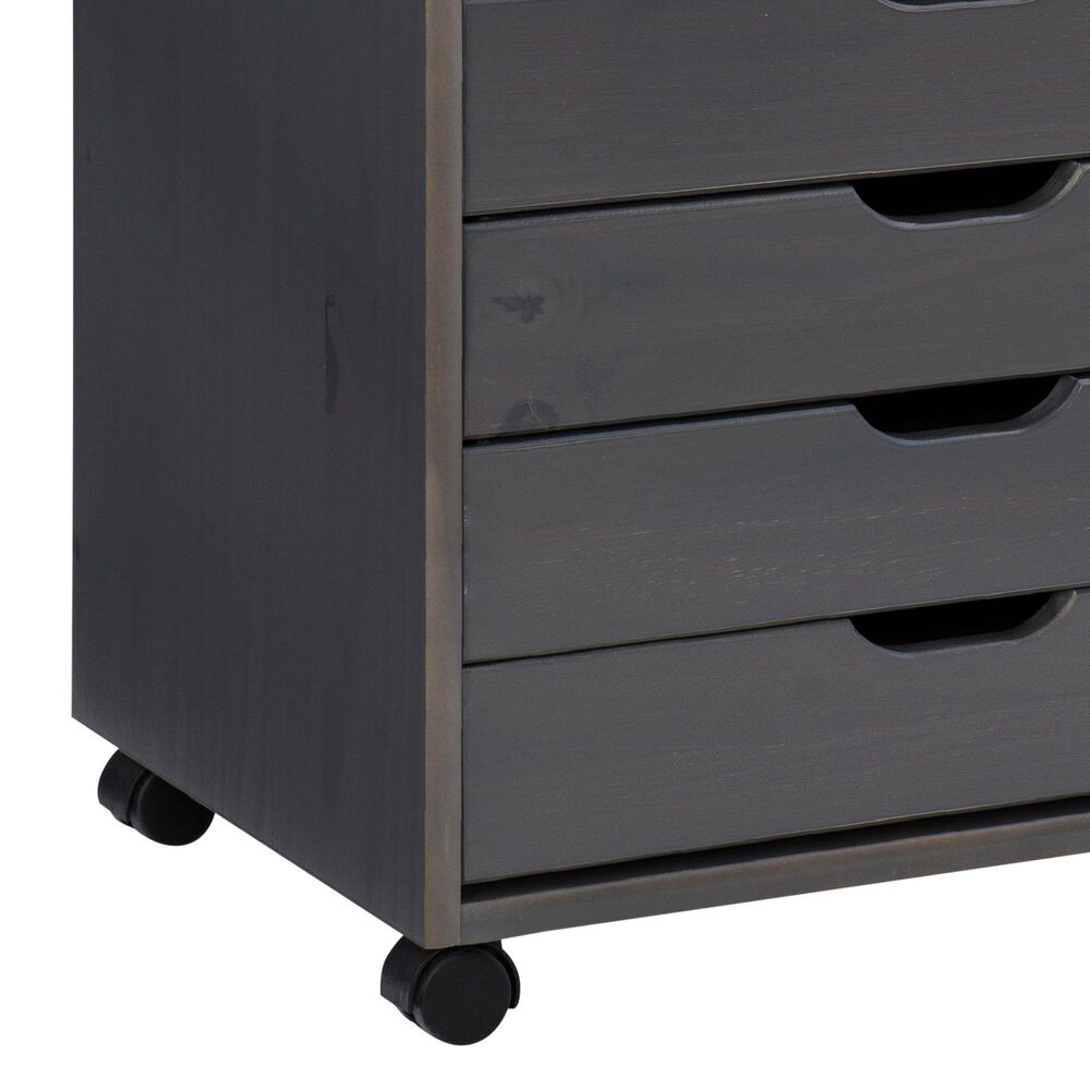 Linon Home Decor Cary 6-Drawer Wide Rolling Cart in Grey, , large