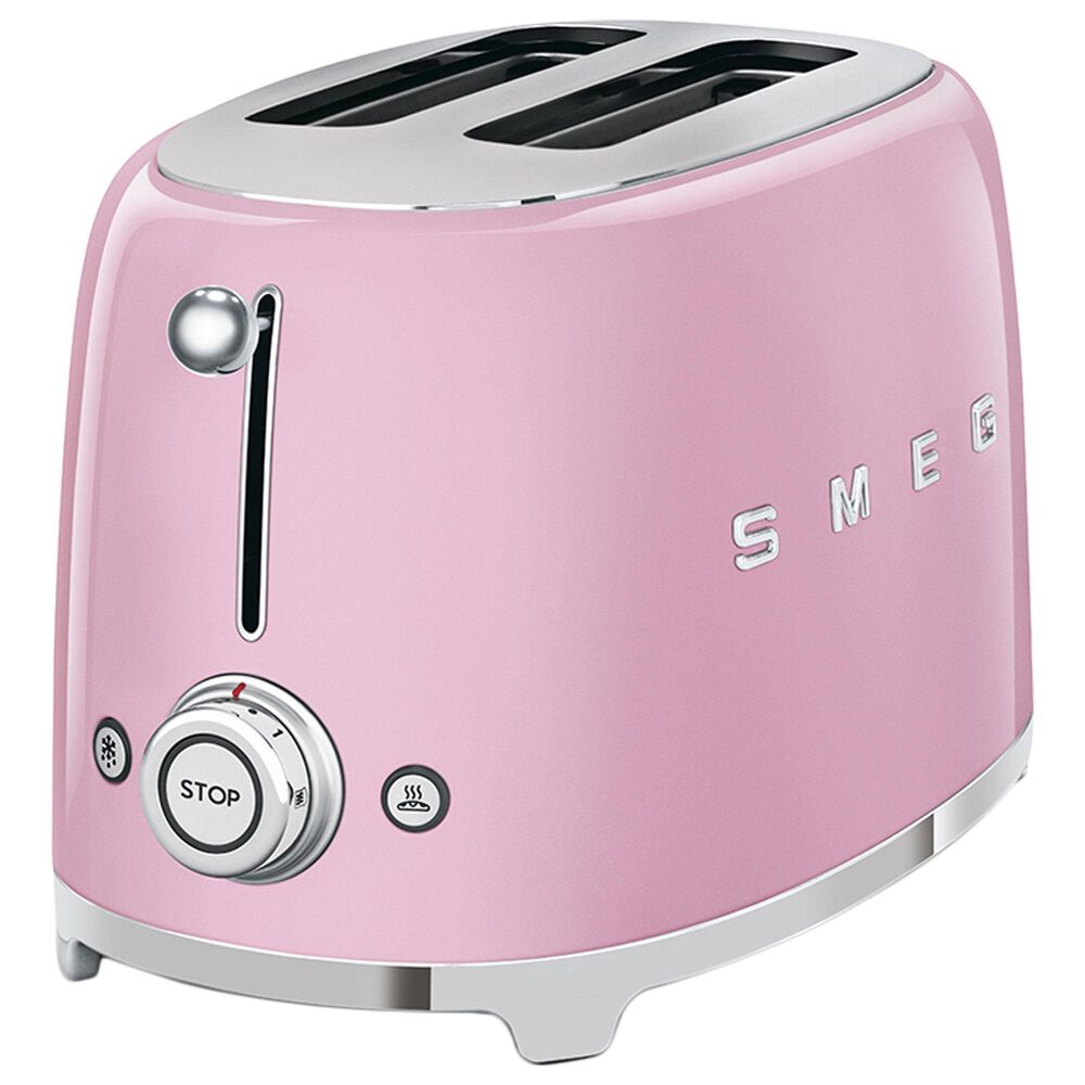 Smeg 2-Slice Retro Style Toaster in Pink and Stainless Steel, , large