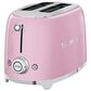 Smeg 2-Slice Retro Style Toaster in Pink and Stainless Steel, , large