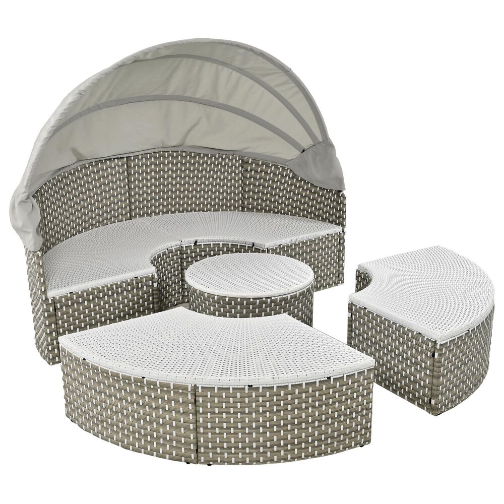 HOMLUX Patio Furniture Round Outdoor Sectional Sofa Set in Grey, , large