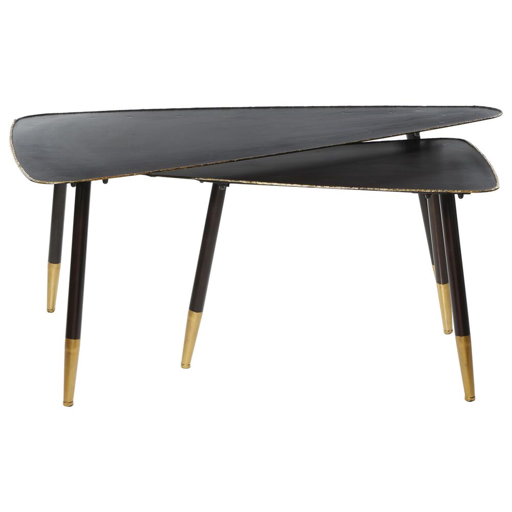 Uma Enterprises Modern Accent Table in Black and Gold &#40;Set of 2&#41;, , large