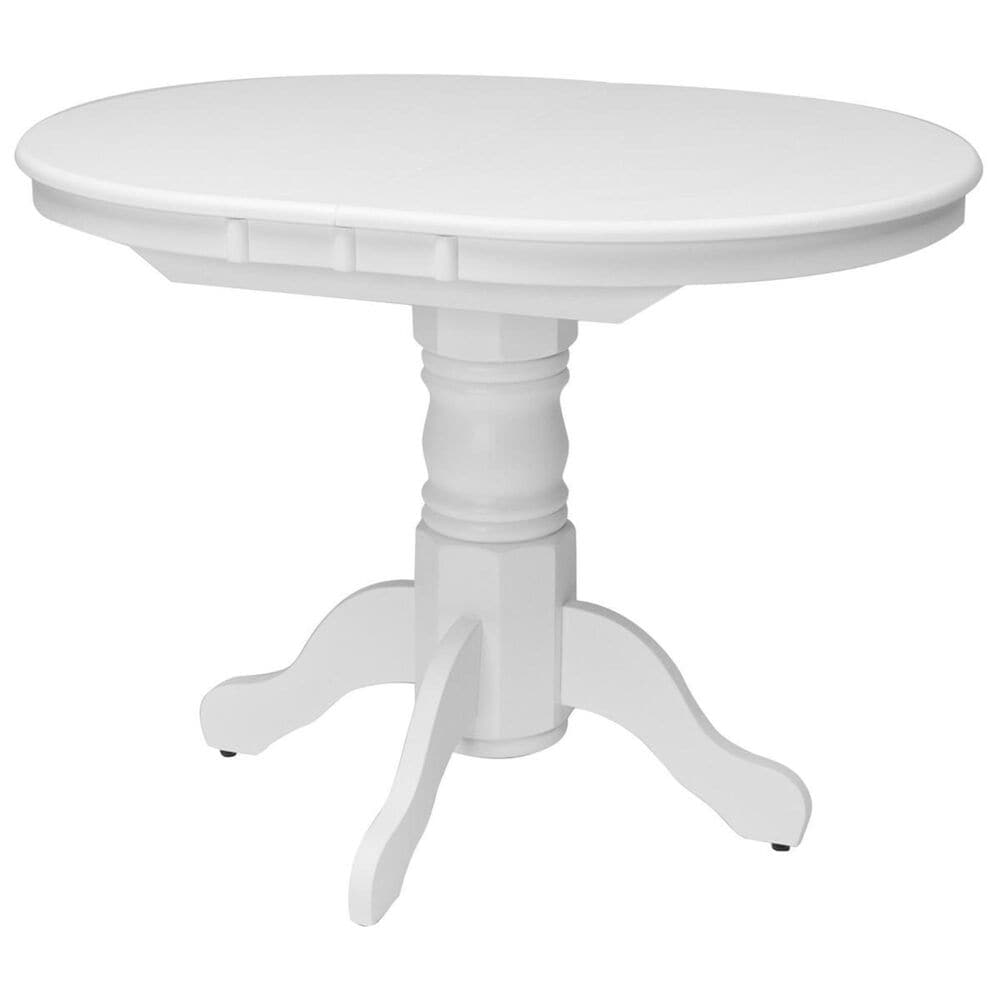 CorLiving Dillon Pedestal Dining Table with Leaf in White - Table Only, , large