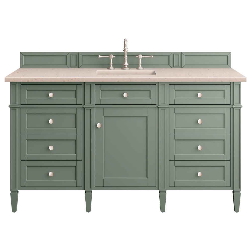 James Martin Vanities Brittany 30" Single Bathroom Vanity in Smokey Celadon with 3 cm Eternal Marfil Quartz Top and Rectangular Sink, , large
