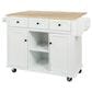 HOMLUX 53" Kitchen Island with Drop-Leaf in White, , large