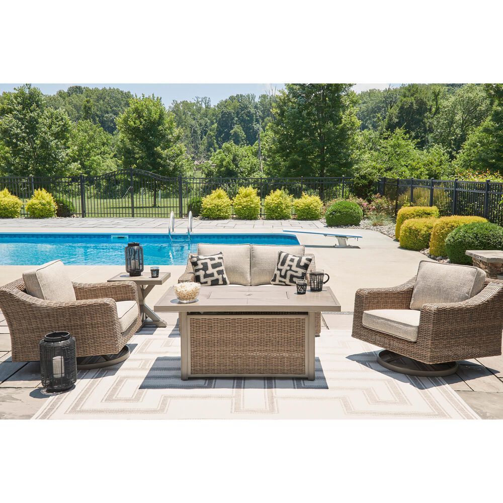 Ashley Beachcroft Patio Loveseat in Beige, , large