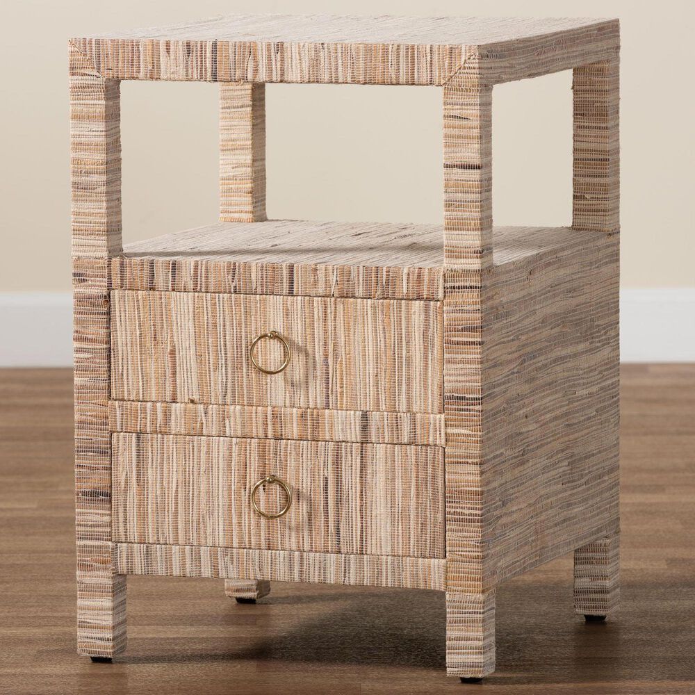 Baxton Studio Paine 2-Drawer Nightstand in Natural, , large