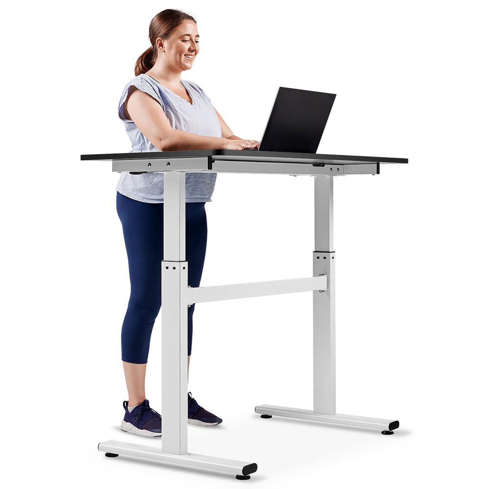 Sunny Health &amp; Fitness Multi-Purpose Air-Drive Adjustable Standing Desk in Black and Grey, , large