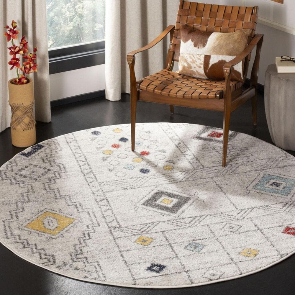 Safavieh Adirondack ADR206F 6" Round Light Grey and Aqua Area Rug, , large