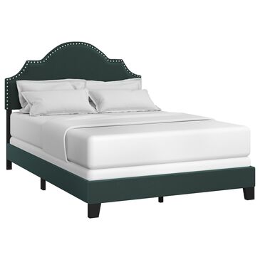 Richlands Furniture Cynthia Full Panel Bed with Green Upholstery in Black, , large