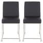 Lumisource Fuji Side Chair with Black Faux Leather Cushion in Brushed Stainless Steel (Set of 2), , large