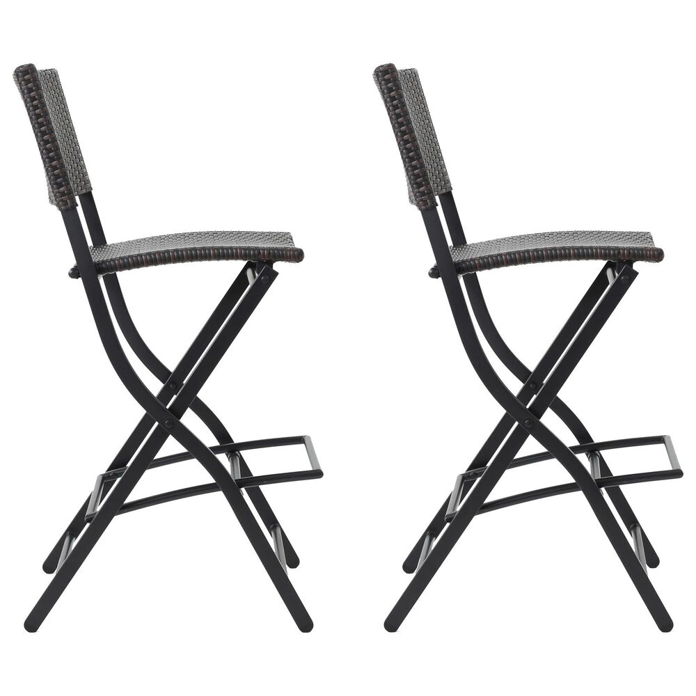 Hearth and Haven Outdoor Foldable Bar Stool in Multi-Brown &#40;Set of 2&#41;, , large