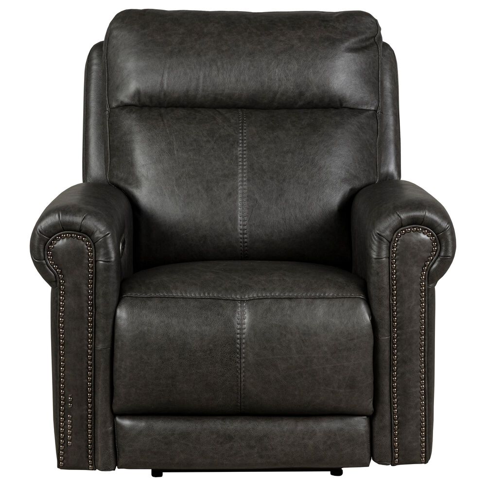 Flexsteel Alexander Power Leather Recliner in Weathered Stone, , large