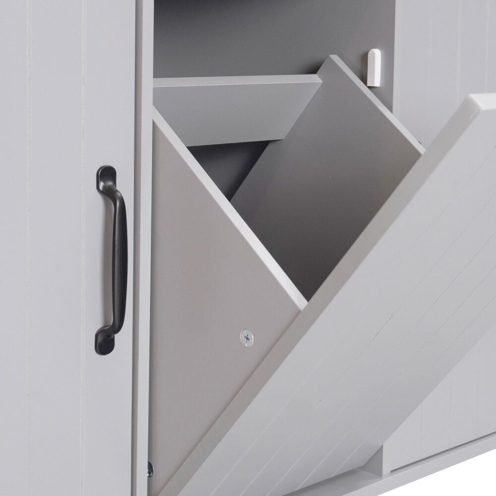 HOMLUX 51" Kitchen Island with Trash Can Storage Cabinet in Grey, , large