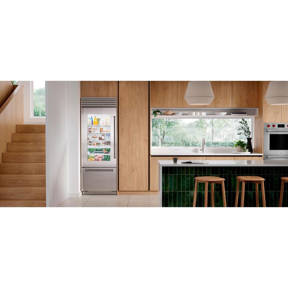 Sub Zero 17 Cu. Ft. Classic Left Hinge Bottom Freezer Refrigerator with Glass Door and Pro Handle in Stainless Steel, , large