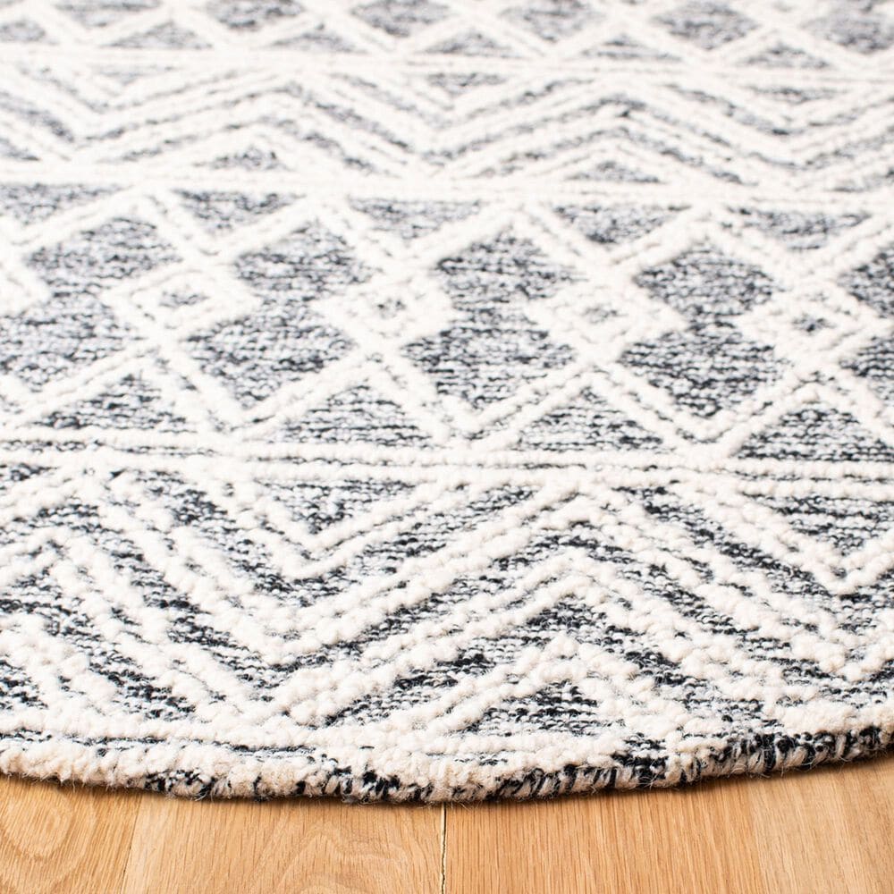 Safavieh Micro-Loop MLP203A 5&#39; Round Ivory and Black Area Rug, , large