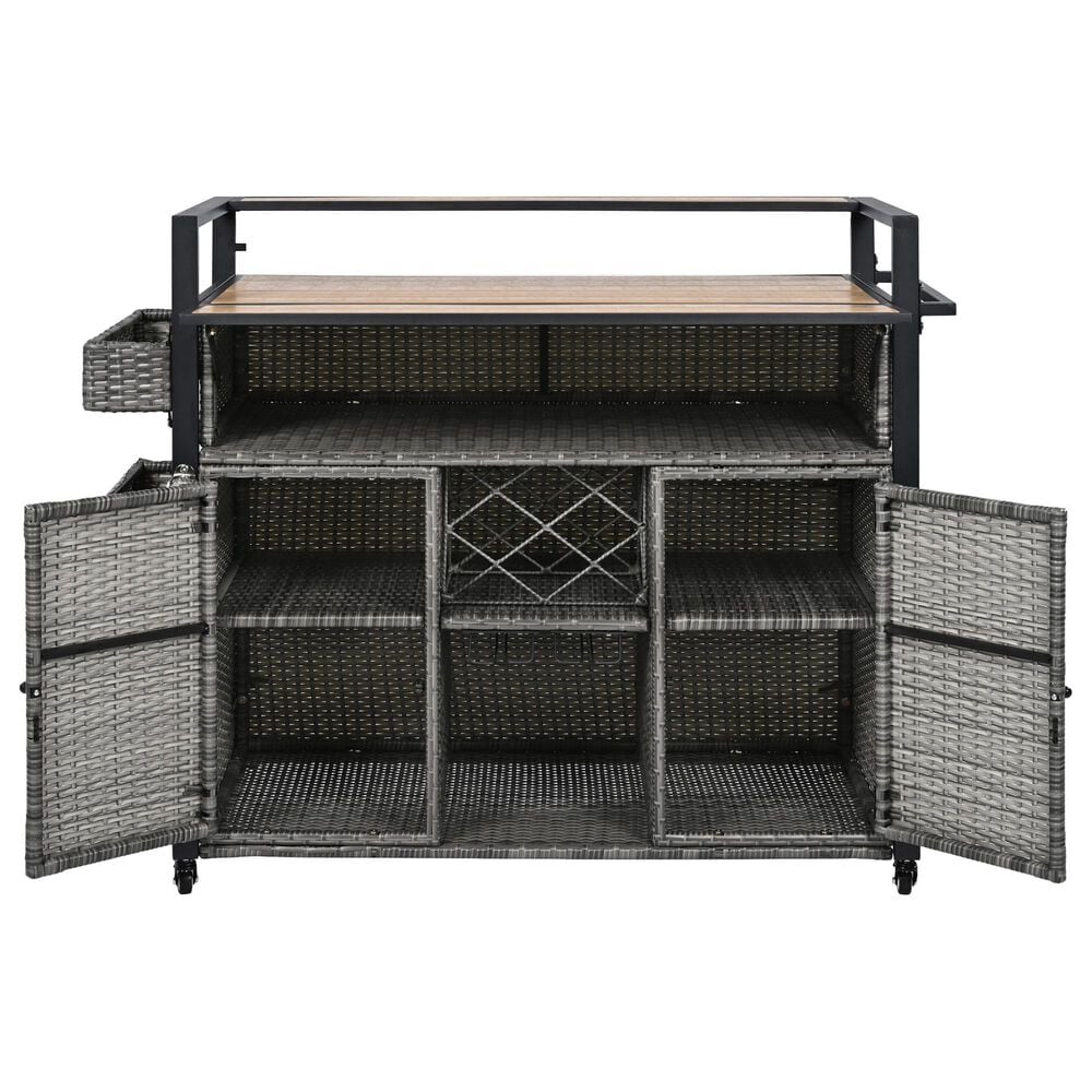 HOMLUX 53" Wicker Outdoor Kitchen Island in Grey, , large
