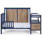 Hearth and Haven Connelly 4-In-1 Convertible Crib with Changer Combo in Midnight Blue and Vintage Walnut, , large