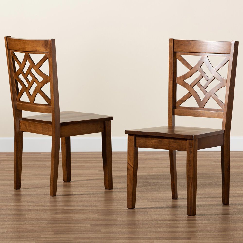 Baxton Studio Nicolette Side Chair in Walnut Brown (Set of 2), , large