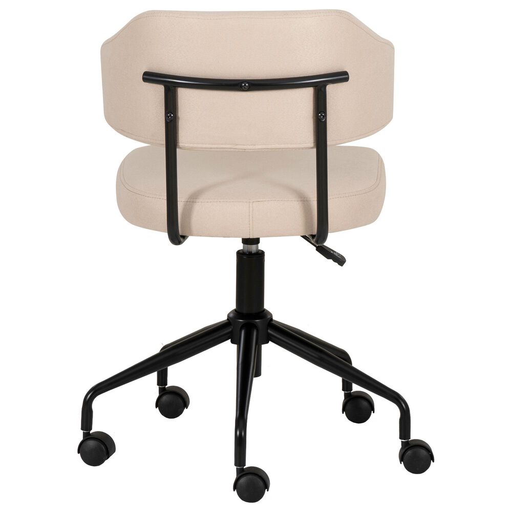 Linon Home Decor Tristan Swivel Office Chair with Beige Cushion in Black, , large