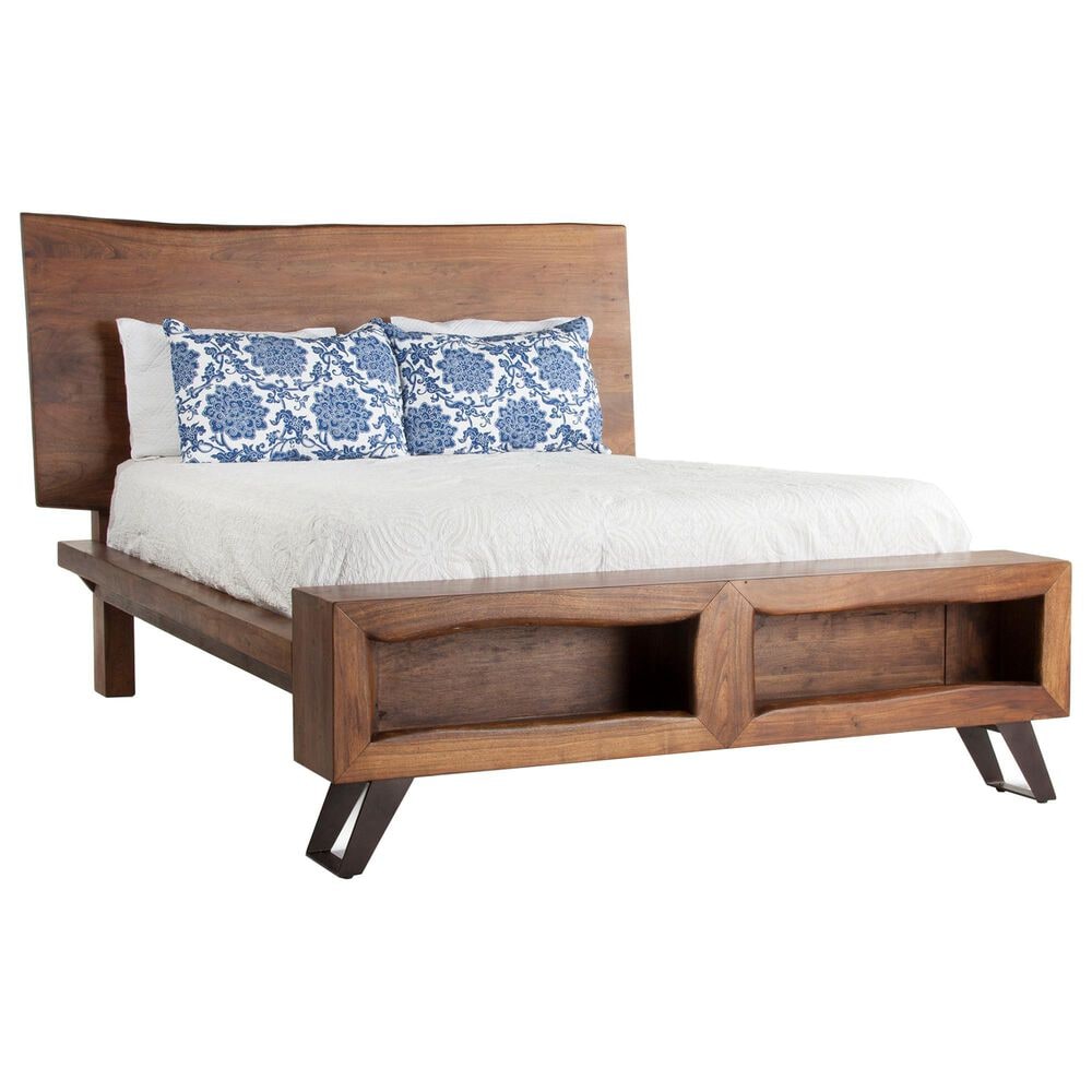Home Trends & Design London Loft Queen Platform Bed in Walnut and Antique Zinc, , large