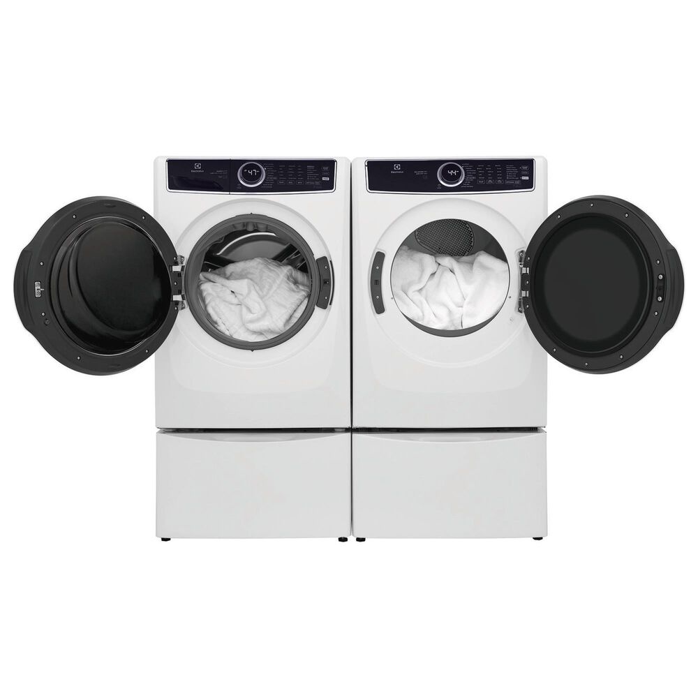 Electrolux 4.5 Cu. Ft. SmartBoost Front Load Washer and 8.0 Cu. Ft. Gas Dryer Laundry Pair with Pedestal in White, , large