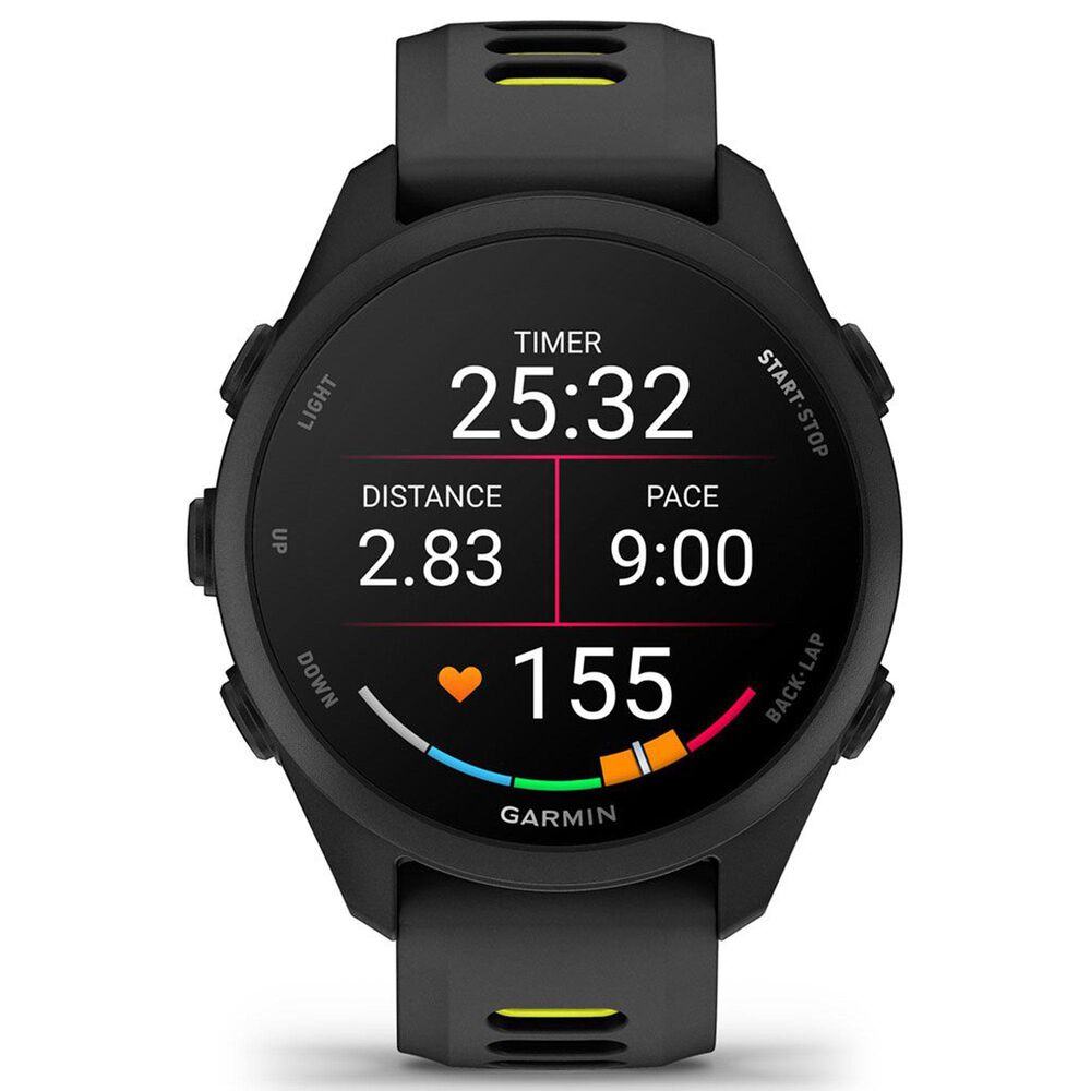 Garmin Forerunner 170 Smartwatch 42mm Black Case with Black and Amp Yellow Silicone Band, , large