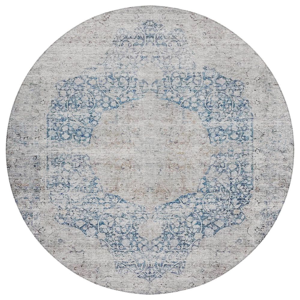 Dalyn Rug Company Karaj KJ8 8" Round Blue Indoor/Outdoor Area Rug, , large