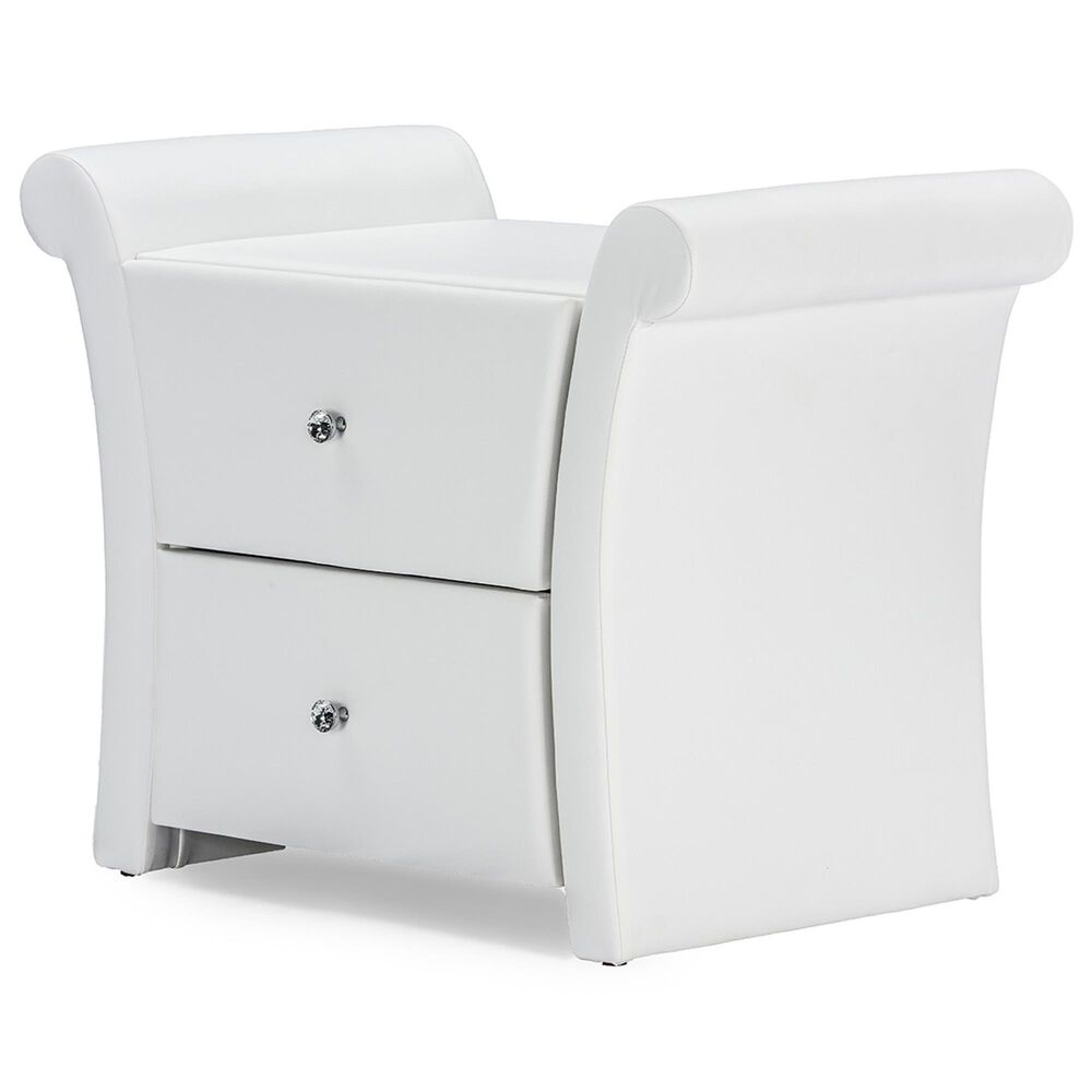 Baxton Studio Victoria 2-Drawer Nightstand in Matte White, , large